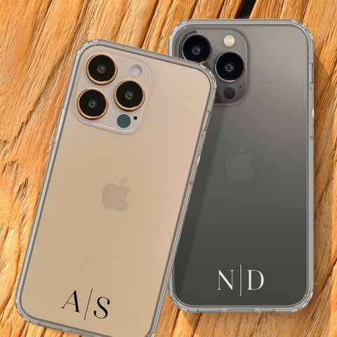 Simple Monogram Clear Phone Case | For iPhone, Samsung Galaxy & Note | Minimal Initial Gift For Him or Her