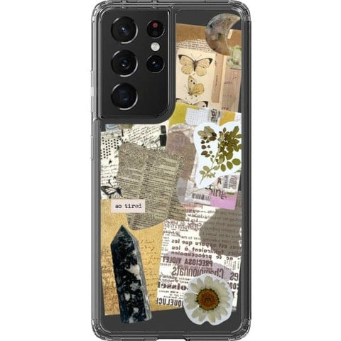 Galaxy S21 Ultra So Tired Scraps Collage Clear Phone Case - The Urban Flair