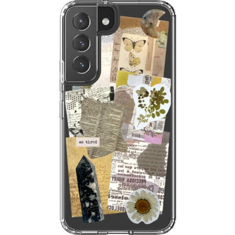 So Tired Scraps Collage Clear Phone Case Galaxy S22 exclusively offered by The Urban Flair