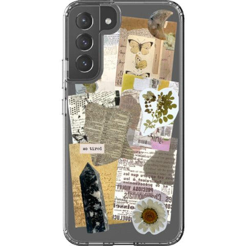 So Tired Scraps Collage Clear Phone Case Galaxy S22 Plus exclusively offered by The Urban Flair