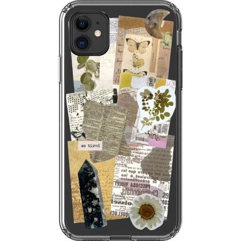 iPhone 11 So Tired Scraps Collage Clear Phone Case - The Urban Flair
