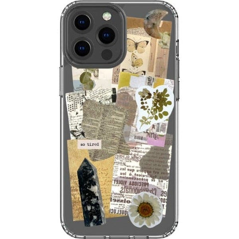 iPhone 13 Pro Max So Tired Scraps Collage Clear Phone Case - The Urban Flair