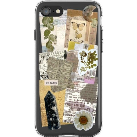 iPhone 7/8/SE 2020 So Tired Scraps Collage Clear Phone Case - The Urban Flair