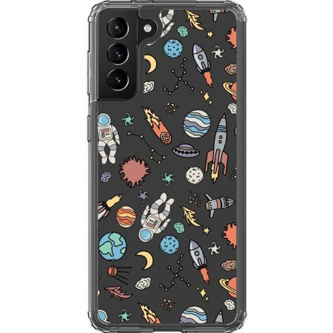 Galaxy S21 Plus Space Doodles Clear Phone Case - The Urban Flair