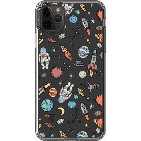 iPhone 11 Pro Max Space Doodles Clear Phone Case - The Urban Flair