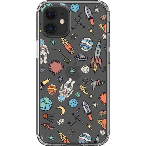 iPhone 12 Mini Space Doodles Clear Phone Case - The Urban Flair