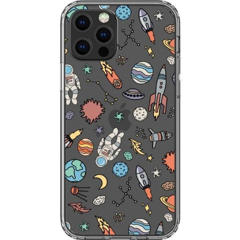 iPhone 12 Pro Space Doodles Clear Phone Case - The Urban Flair