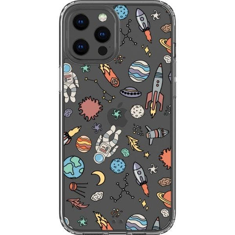 iPhone 12 Pro Max Space Doodles Clear Phone Case - The Urban Flair