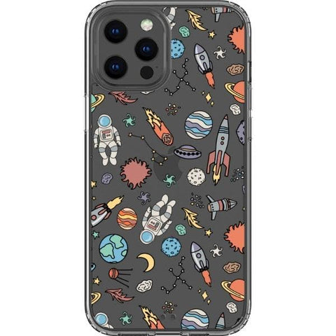 iPhone 13 Pro Max Space Doodles Clear Phone Case - The Urban Flair