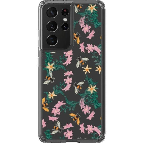 Galaxy S21 Ultra Stitched Bees Clear Phone Case - The Urban Flair