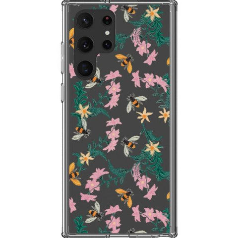 Stitched Bees Clear Phone Case Galaxy S22 Ultra exclusively offered by The Urban Flair