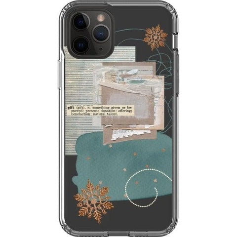 iPhone 11 Pro Teal Winter Scraps Collage Clear Phone Case - The Urban Flair