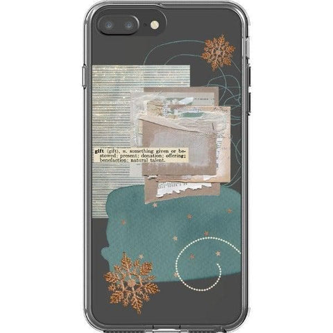 iPhone 7 Plus/8 Plus Teal Winter Scraps Collage Clear Phone Case - The Urban Flair