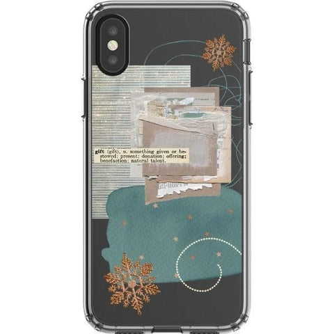 iPhone X/XS Teal Winter Scraps Collage Clear Phone Case - The Urban Flair