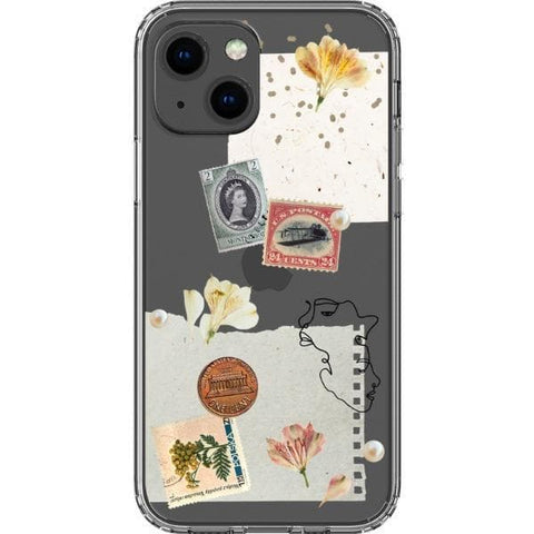 Vintage Aesthetic Scraps Clear Phone Case for your iPhone 13 exclusively at The Urban Flair