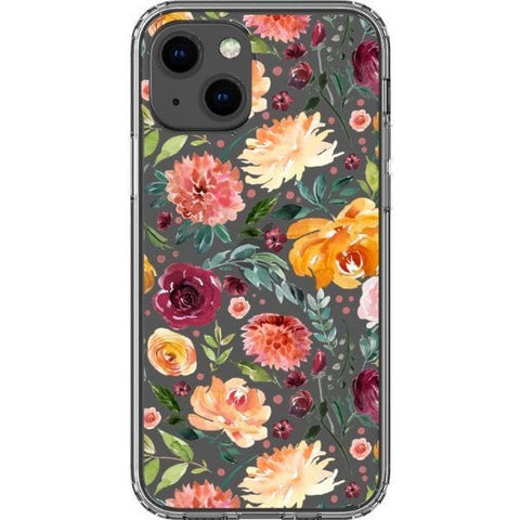iPhone 13 Mini Watercolor Flowers Clear Phone Case - The Urban Flair
