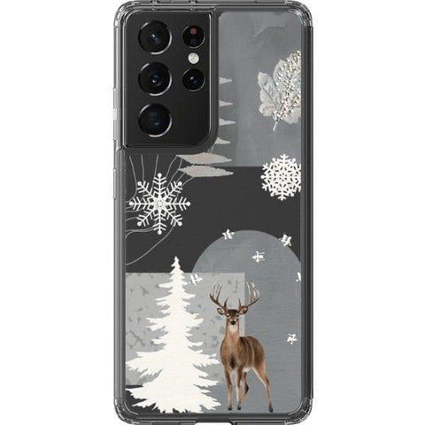 Galaxy S21 Ultra Winter Deer Collage Clear Phone Case - The Urban Flair
