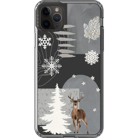 iPhone 11 Pro Max Winter Deer Collage Clear Phone Case - The Urban Flair