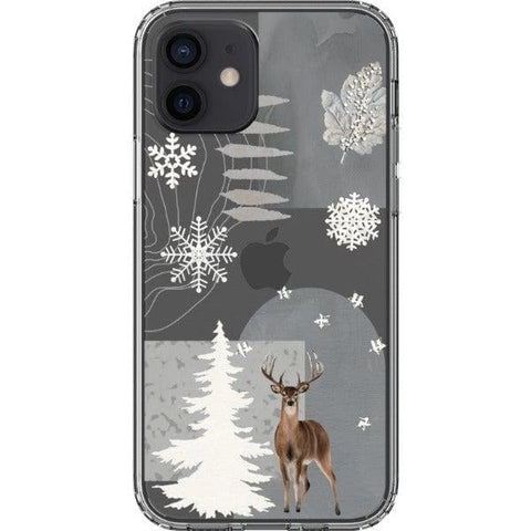 iPhone 12 Winter Deer Collage Clear Phone Case - The Urban Flair