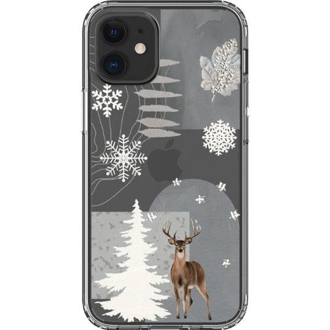 iPhone 12 Mini Winter Deer Collage Clear Phone Case - The Urban Flair