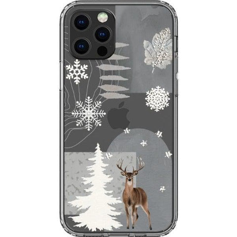 iPhone 12 Pro Winter Deer Collage Clear Phone Case - The Urban Flair
