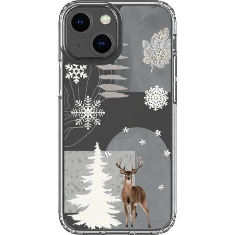 iPhone 13 Mini Winter Deer Collage Clear Phone Case - The Urban Flair