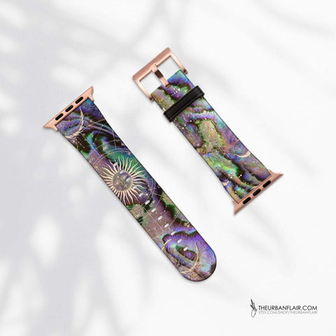 Shop The Abalone Shell Zodiac Apple Watch Band Exclusively at The Urban Flair - Trendy Faux/Vegan Leather iWatch Straps - Affordable Replacements Bands For Women