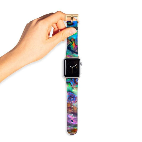 Shop The Abalone Texture Print Apple Watch Band Exclusively at The Urban Flair - Trendy Faux/Vegan Leather iWatch Straps - Affordable Replacements Bands For Women Feat
