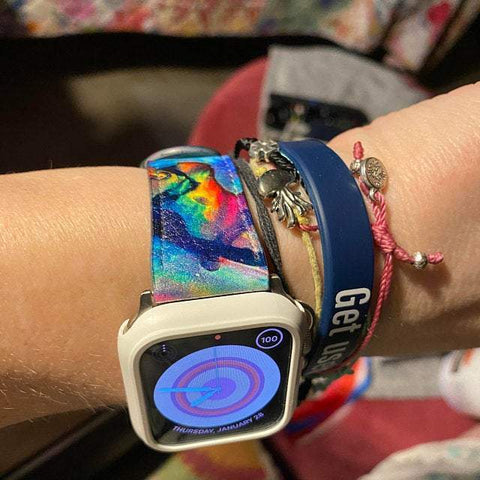 Shop The Abalone Texture Print Apple Watch Band Exclusively at The Urban Flair - Trendy Faux/Vegan Leather iWatch Straps - Affordable Replacements Bands For Women Customer Feat 