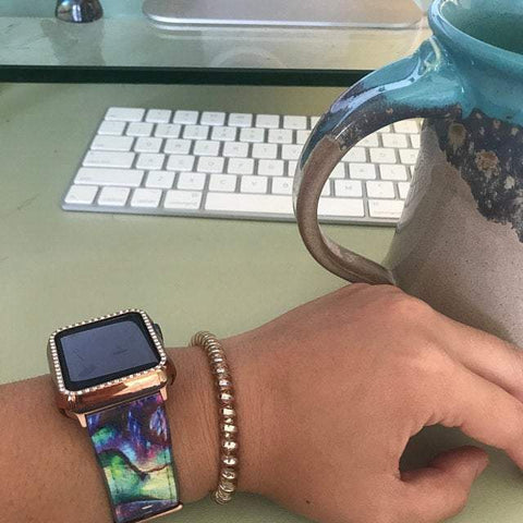 Shop The Abalone Texture Print Apple Watch Band Exclusively at The Urban Flair - Trendy Faux/Vegan Leather iWatch Straps - Affordable Replacements Bands For Women Customer Feat