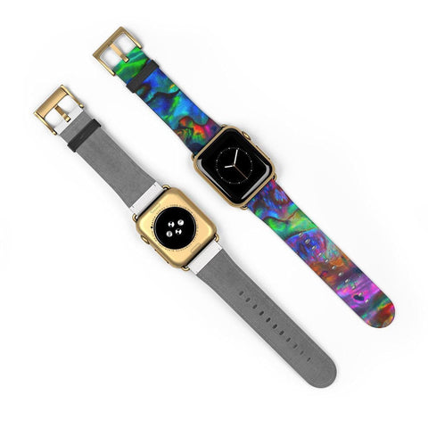 Shop The Abalone Texture Print Apple Watch Band Exclusively at The Urban Flair - Trendy Faux/Vegan Leather iWatch Straps - Affordable Replacements Bands For Women Feat