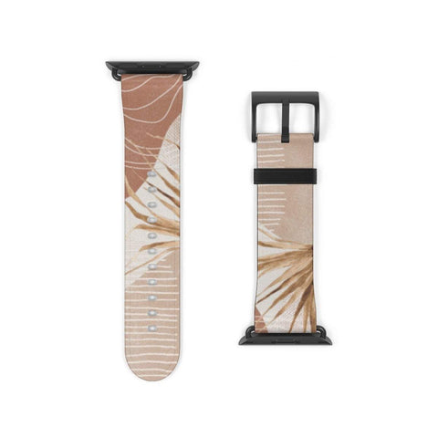 Shop The Abstract Boho Leaves Apple Watch Band Exclusively at The Urban Flair - Trendy Faux/Vegan Leather iWatch Straps - Affordable Replacements Bands For Women
