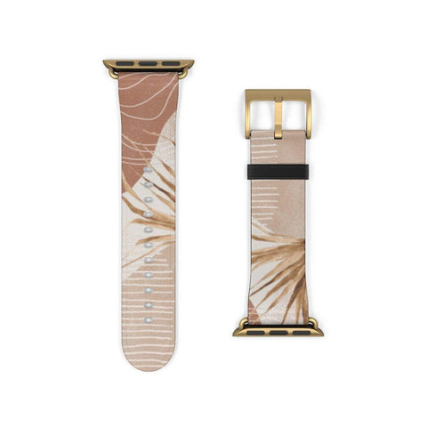 Shop The Abstract Boho Leaves Apple Watch Band Exclusively at The Urban Flair - Trendy Faux/Vegan Leather iWatch Straps - Affordable Replacements Bands For Women