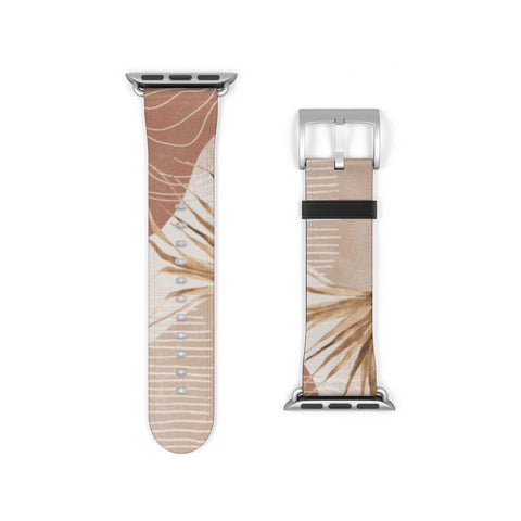 Shop The Abstract Boho Leaves Apple Watch Band Exclusively at The Urban Flair - Trendy Faux/Vegan Leather iWatch Straps - Affordable Replacements Bands For Women