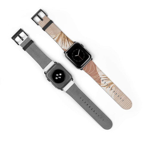 Shop The Abstract Boho Leaves Apple Watch Band Exclusively at The Urban Flair - Trendy Faux/Vegan Leather iWatch Straps - Affordable Replacements Bands For Women