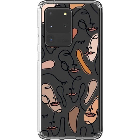 Galaxy S20 Ultra Color Block Abstract Line Art Faces Clear Phone Cases - The Urban Flair