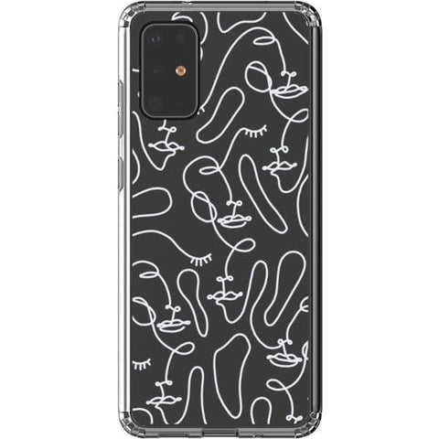 Galaxy S20 Plus White Abstract Line Art Faces Clear Phone Cases - The Urban Flair