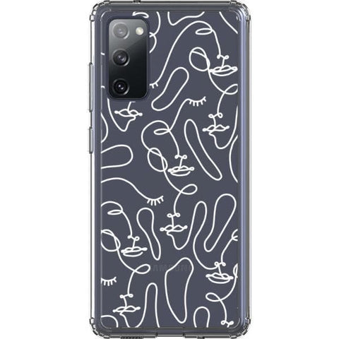 Galaxy S20 FE White Abstract Line Art Faces Clear Phone Cases - The Urban Flair