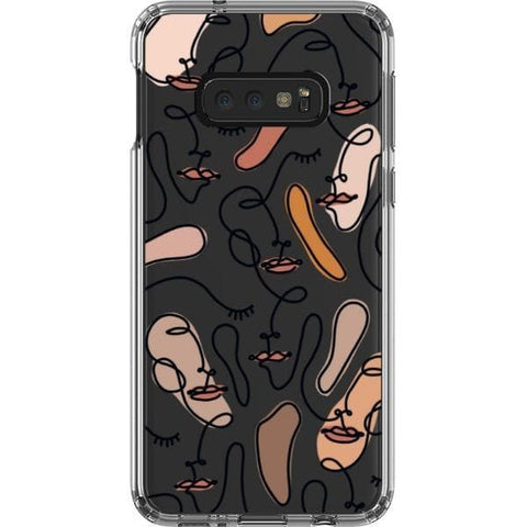 Galaxy S10e Color Block Abstract Line Art Faces Clear Phone Cases - The Urban Flair