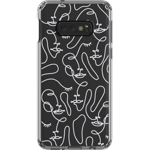 Galaxy S10e White Abstract Line Art Faces Clear Phone Cases - The Urban Flair