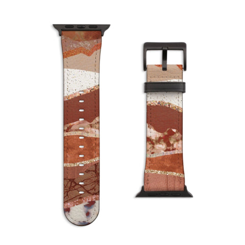 Abstract Rose Gold Layers Apple Watch Band For Women Faux Vegan Leather iWatch Straps With Cute Design 38 40 41 42 44 45 All Series