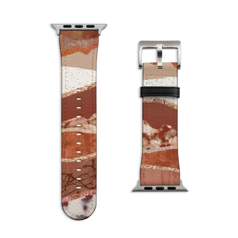 Abstract Rose Gold Layers Apple Watch Band For Women Faux Vegan Leather iWatch Straps With Cute Design 38 40 41 42 44 45 All Series