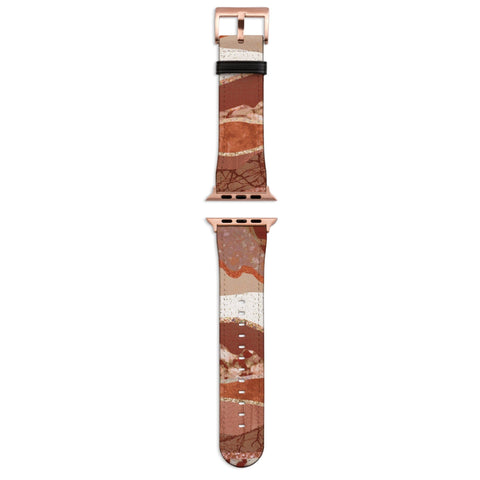 Abstract Rose Gold Layers Apple Watch Band For Women Faux Vegan Leather iWatch Straps With Cute Design 38 40 41 42 44 45 All Series Feat