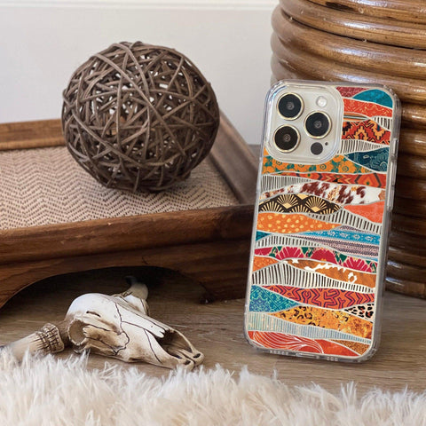 Abstract Southwestern Prints Phone Case For iPhone 13 Pro Max 12 Mini 11 XR XS 7 8 Plus SE 2020 Clear Cover With Trendy Aesthetic Design Feat