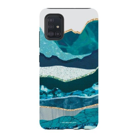 Galaxy A51 4G Satin (Semi-Matte) Aesthetic Blue Layered Mountains Tough Phone Case - The Urban Flair