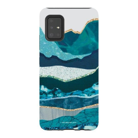 Galaxy A51 5G Gloss (High Sheen) Aesthetic Blue Layered Mountains Tough Phone Case - The Urban Flair