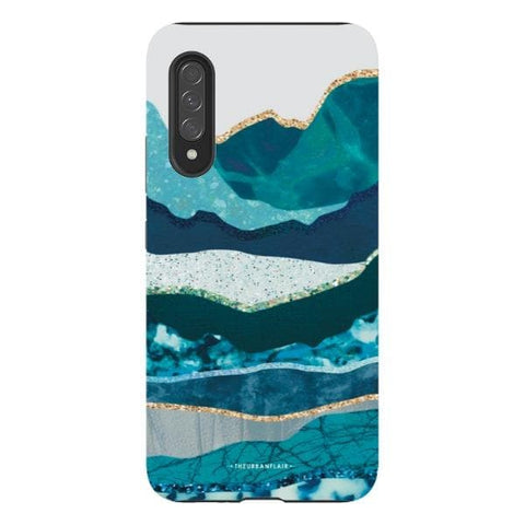 Galaxy A90 5G Satin (Semi-Matte) Aesthetic Blue Layered Mountains Tough Phone Case - The Urban Flair
