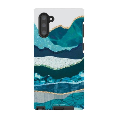 Galaxy Note 10 Satin (Semi-Matte) Aesthetic Blue Layered Mountains Tough Phone Case - The Urban Flair