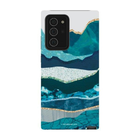 Galaxy Note 20 Ultra Satin (Semi-Matte) Aesthetic Blue Layered Mountains Tough Phone Case - The Urban Flair