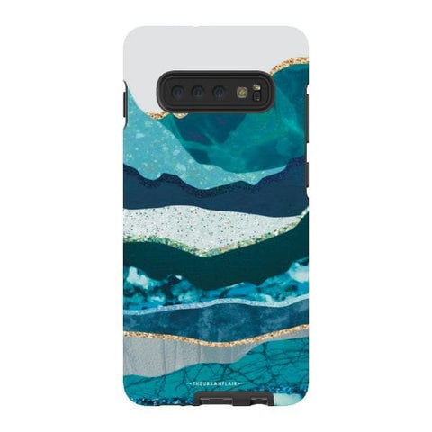Galaxy S10 Plus Satin (Semi-Matte) Aesthetic Blue Layered Mountains Tough Phone Case - The Urban Flair